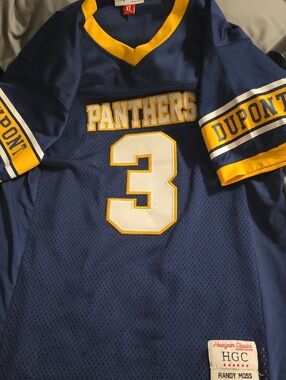 Randy Moss Panthers #3 Kids Jersey - Navy & Yellow